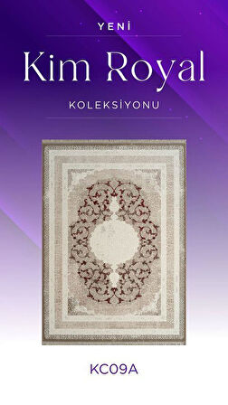 Royal Halı Kim Royal KC09A Vizon Bordo Akrilik Yumuşak Dokulu Modern Klasik Halı