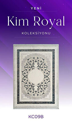 Royal Halı Kim Royal KC09B Lacivert Gri Akrilik Yumuşak Dokulu Modern Klasik Halı