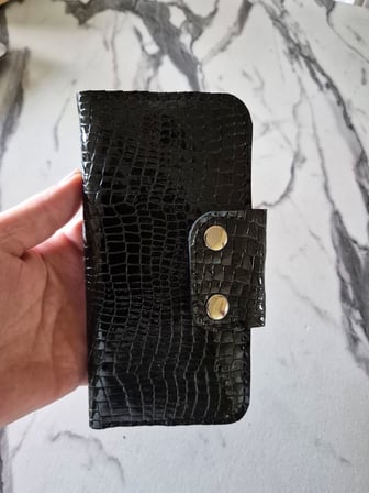 Gogo Kadın Cüzdan Hakiki Deri Siyah Orta Boy El Yapımı