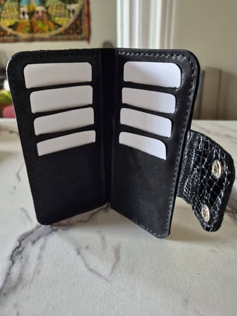 Gogo Kadın Cüzdan Hakiki Deri Siyah Orta Boy El Yapımı