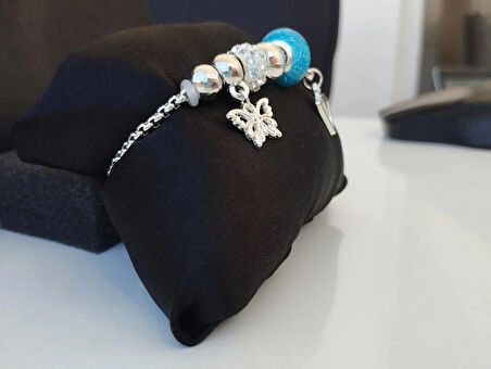 KELEBEKLİ MEVİ CHARMLI BİLEKLİK