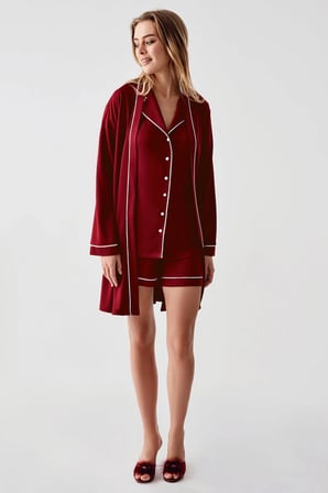 Freshness 324 Kadın 4'Lü Sabahlıklı Şorlu Pijama Takımı