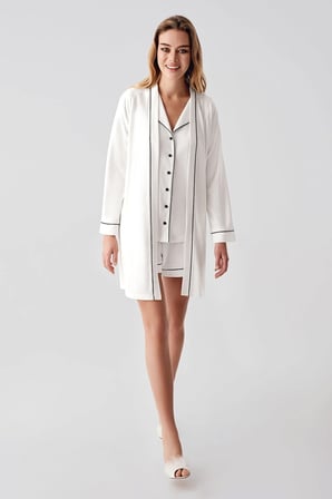 Freshness 324 Kadın 4'Lü Sabahlıklı Şorlu Pijama Takımı