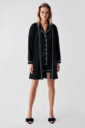 Freshness 324 Kadın 4'Lü Sabahlıklı Şorlu Pijama Takımı