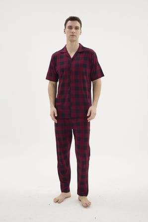 Kocabey KKT-26158 Erkek Apaj Yaka Düğmeli Pijama Takımı