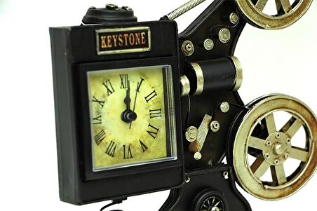 Dekoratif Metal Sinemaskop Saat Vintage Hediyelik