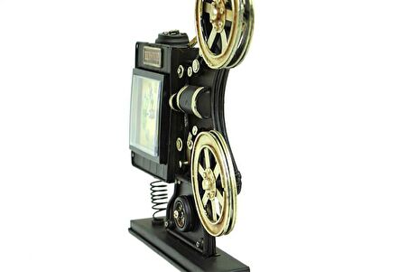Dekoratif Metal Sinemaskop Saat Vintage Hediyelik