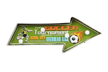 Işıklı Soccer Yön Tabelası Vintage Led Ampülü Hediyelik