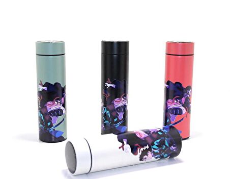1 Adet Anime Baskılı Dijital Göstergeli Termos 500 ml