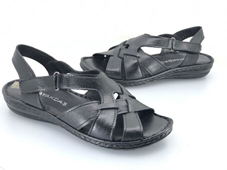 Ayakdaş %100 Hakiki Deri Tam Ortapedik Fus Pedli Taban Kadın Sandalet