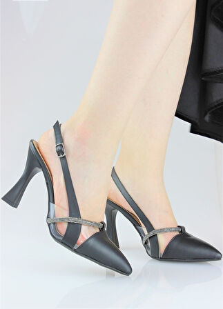 Feles 104 Şerit Taşlı Abiye Kadın Topuklu Ayakkabı Stiletto