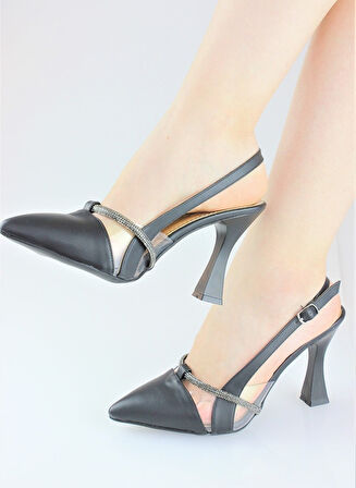 Feles 104 Şerit Taşlı Abiye Kadın Topuklu Ayakkabı Stiletto