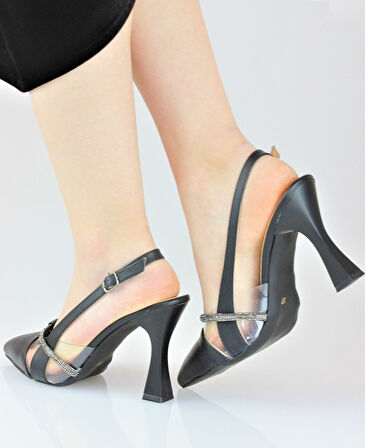 Feles 104 Şerit Taşlı Abiye Kadın Topuklu Ayakkabı Stiletto