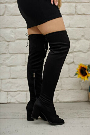 Feles Orta Topuklu Diz Üstü Çorap Kadın Çizme