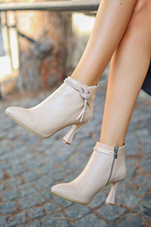 Feles Püskül Taş Detaylı Bootie Klasik Kadın Bot