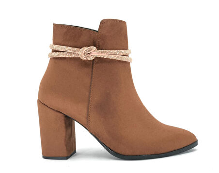 Feles Bilek Düğüm Taş Dekolteli Klasik Kadın Bot