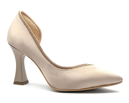 Feles Kadeh Topuk Saten Taşlı Stiletto Kadın Topuklu Ayakkabı