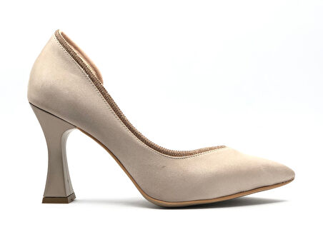 Feles Kadeh Topuk Saten Taşlı Stiletto Kadın Topuklu Ayakkabı