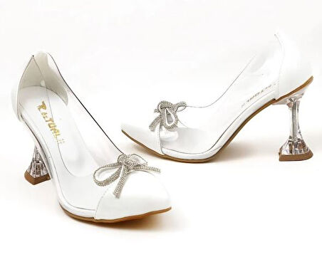 Seribo Sindirella 10 cm Topuklu Şeffaf Stiletto Kadın Ayakkabı