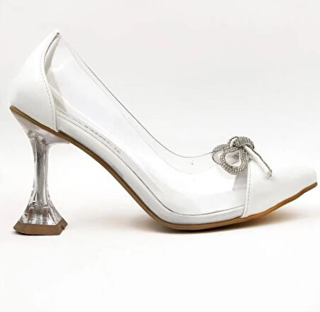 Seribo Sindirella 10 cm Topuklu Şeffaf Stiletto Kadın Ayakkabı
