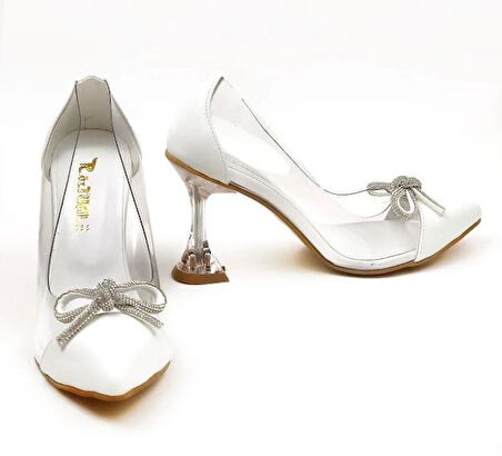 Seribo Sindirella 10 cm Topuklu Şeffaf Stiletto Kadın Ayakkabı
