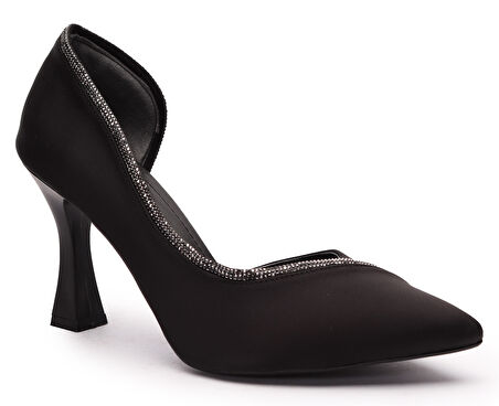 Feles Kadeh Topuk Saten Taşlı Stiletto Kadın Topuklu Ayakkabı