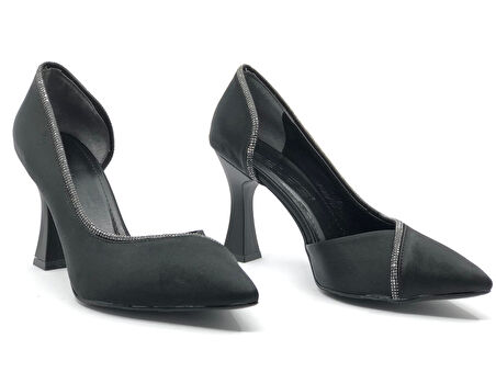 Feles Kadeh Topuk Saten Taşlı Stiletto Kadın Topuklu Ayakkabı