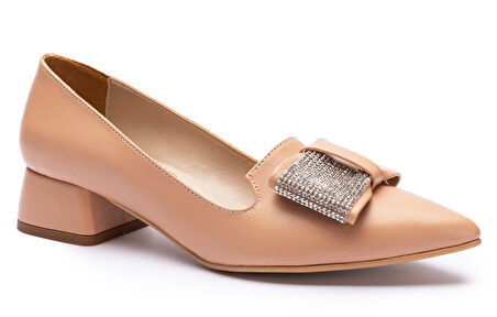 Feles Taş Kurdela Detaylı Kadın Topuklu Ayakkabı