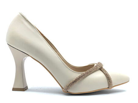 Feles 18-122 Çapraz Şerit Taşlı Abiye Kadın Topuklu Ayakkabı Stiletto