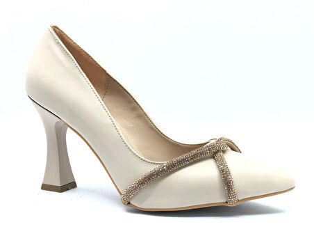 Feles 18-122 Çapraz Şerit Taşlı Abiye Kadın Topuklu Ayakkabı Stiletto