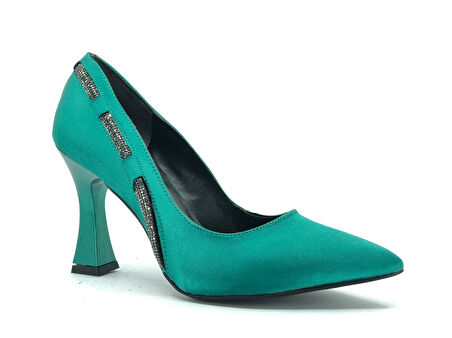 Feles 18-137 Yanı Şerit Taşlı Abiye Kadın Topuklu Ayakkabı Stiletto