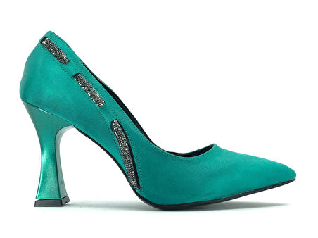 Feles 18-137 Yanı Şerit Taşlı Abiye Kadın Topuklu Ayakkabı Stiletto