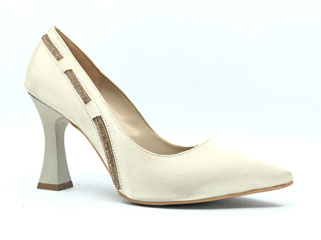 Feles 18-137 Yanı Şerit Taşlı Abiye Kadın Topuklu Ayakkabı Stiletto