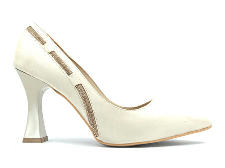 Feles 18-137 Yanı Şerit Taşlı Abiye Kadın Topuklu Ayakkabı Stiletto