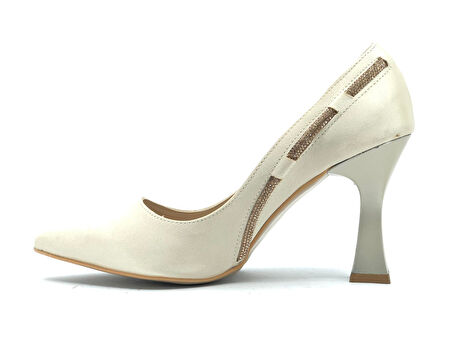 Feles 18-137 Yanı Şerit Taşlı Abiye Kadın Topuklu Ayakkabı Stiletto