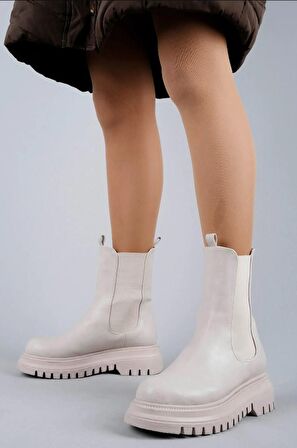 Feles Kadın Kalın ve Yüksek Taban Elastik Chelsea Günlük Bot Kadın Bot