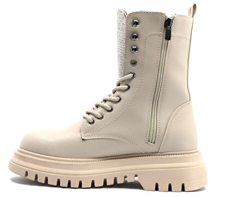 Feles Kalın ve Yüksek Taban Dili Taşlı Günlük Bot Kadın Postal Bot