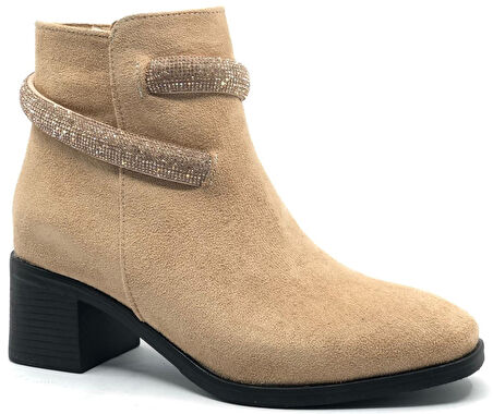 Asya Bilek Şerit Taş Kemerli Kısa Topuklu Kadın Bot