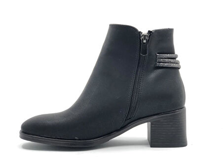 Asya Arkası Şerit Taş Kemerli Kısa Topuklu Kadın Bot