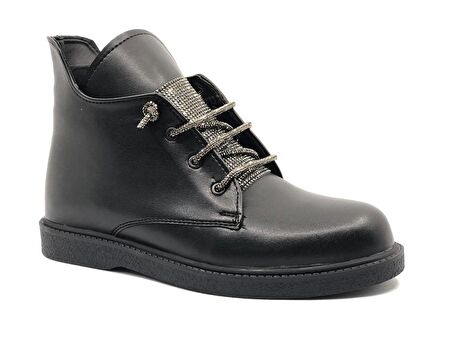 Feles Kauçuk Kaymaz Taban Taş Bağcık Detaylı Kadın Bot