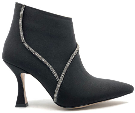 Feles V Taş Dekolteli Saten Topuklu Kadın Bot