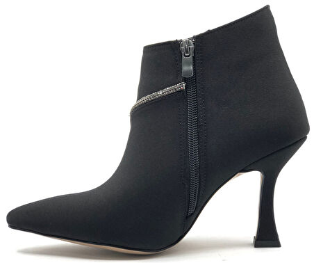 Feles V Taş Dekolteli Saten Topuklu Kadın Bot