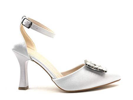 Feles Kare Taş Detaylı Topuklu Kadın Abiye Ayakkabı