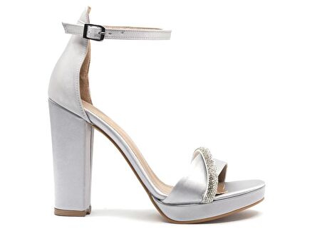 Feles Şerit Taş Detaylı Tek Bant Platform 11 cm Topuklu Kadın Ayakkabı