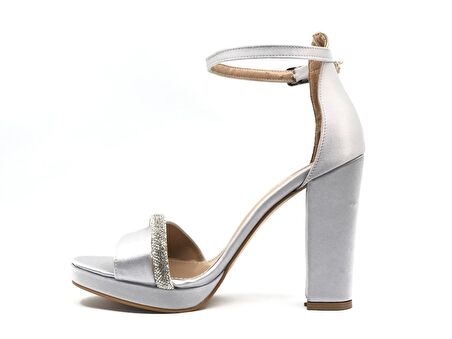 Feles Şerit Taş Detaylı Tek Bant Platform 11 cm Topuklu Kadın Ayakkabı