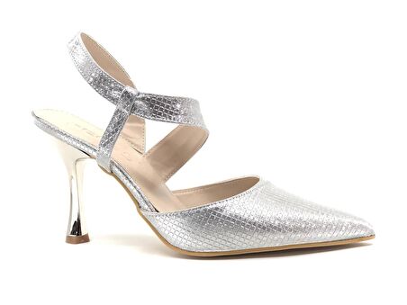 Feles Çapraz Detaylı Arkası Açık Stiletto Kadın Topuklu Ayakkabı