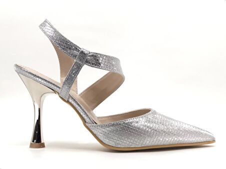 Feles Çapraz Detaylı Arkası Açık Stiletto Kadın Topuklu Ayakkabı
