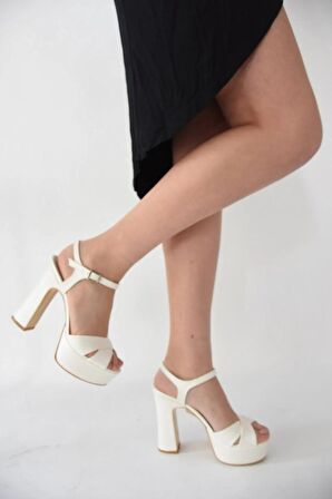 Feles Çapraz 13 cm Yüksek Platform Topuklu Kadın Abiye Ayakkabı