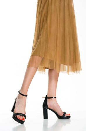 Feles 20mm.platform Taşlı Tek Bant Bilekten Tokalı Abiye Kadın Ayakkabı