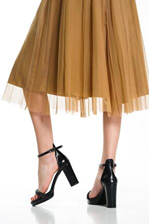 Feles 20mm.platform Taşlı Tek Bant Bilekten Tokalı Abiye Kadın Ayakkabı